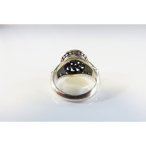 Pierced Flower & Leaf Ring Vintage Sterling Silver Celtic Style Size 5 1/2 - Picture 7 of 9